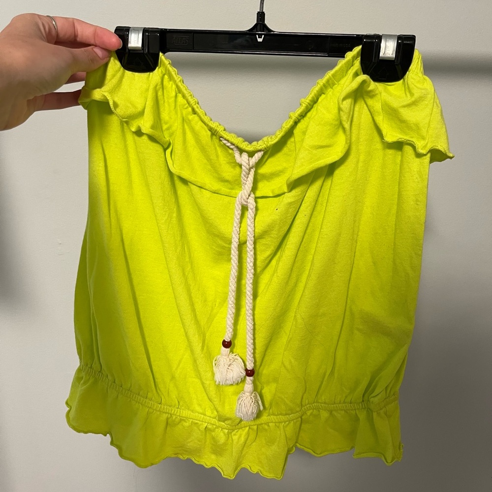 Green strapless top size large